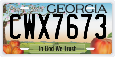 GA license plate CWX7673