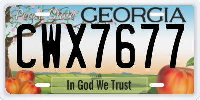 GA license plate CWX7677