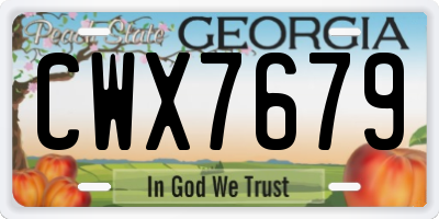 GA license plate CWX7679