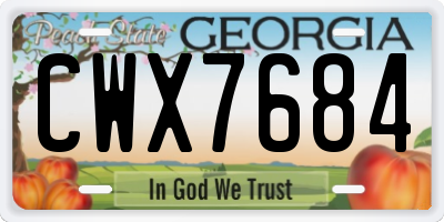 GA license plate CWX7684