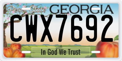 GA license plate CWX7692
