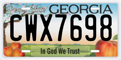 GA license plate CWX7698