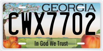 GA license plate CWX7702