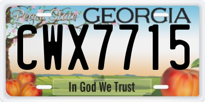 GA license plate CWX7715