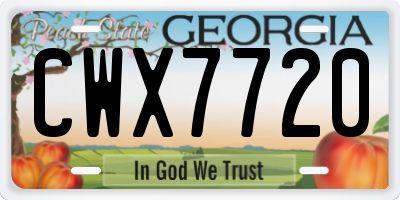 GA license plate CWX7720