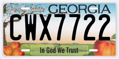 GA license plate CWX7722