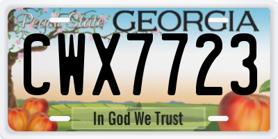 GA license plate CWX7723