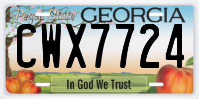 GA license plate CWX7724