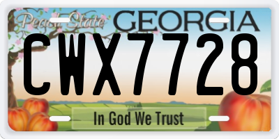 GA license plate CWX7728