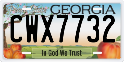 GA license plate CWX7732