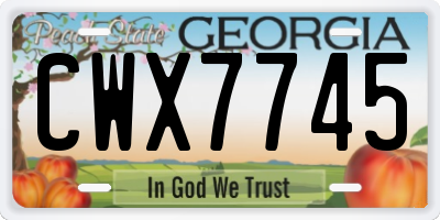 GA license plate CWX7745