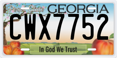 GA license plate CWX7752