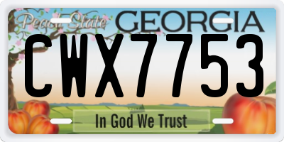 GA license plate CWX7753