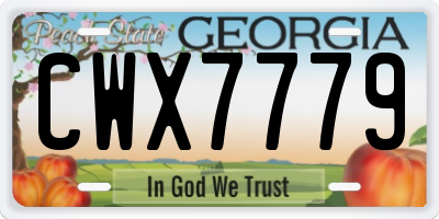 GA license plate CWX7779