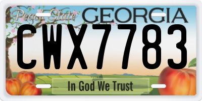 GA license plate CWX7783
