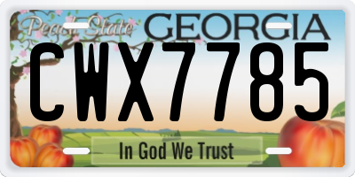 GA license plate CWX7785