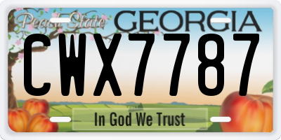 GA license plate CWX7787