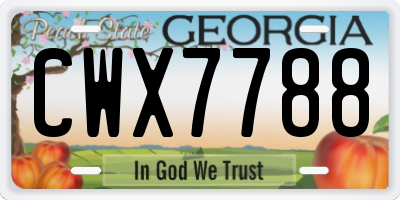GA license plate CWX7788