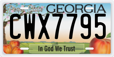 GA license plate CWX7795