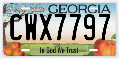 GA license plate CWX7797