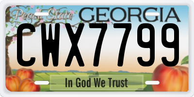 GA license plate CWX7799
