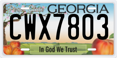 GA license plate CWX7803