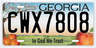 GA license plate CWX7808