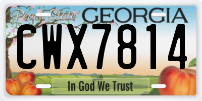 GA license plate CWX7814