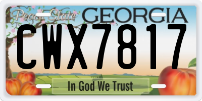 GA license plate CWX7817