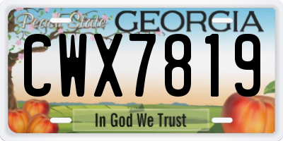 GA license plate CWX7819