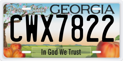 GA license plate CWX7822