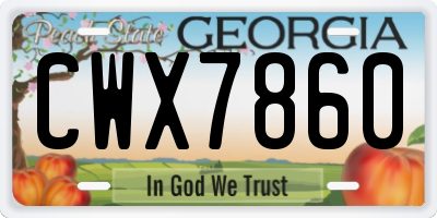 GA license plate CWX7860
