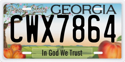 GA license plate CWX7864