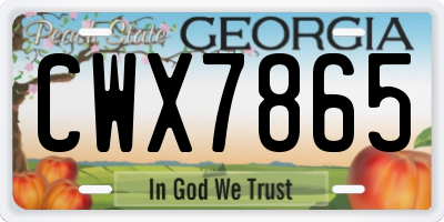 GA license plate CWX7865