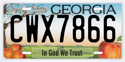 GA license plate CWX7866