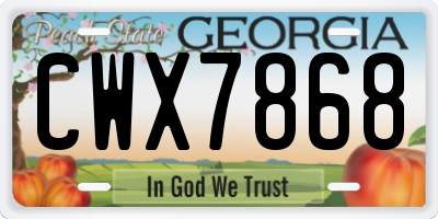 GA license plate CWX7868