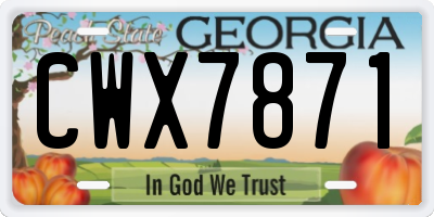GA license plate CWX7871