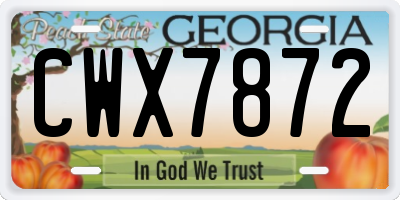 GA license plate CWX7872