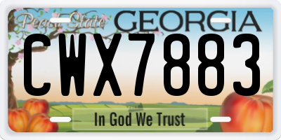 GA license plate CWX7883
