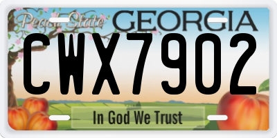 GA license plate CWX7902