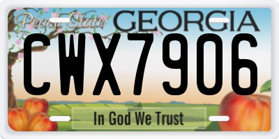 GA license plate CWX7906