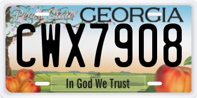 GA license plate CWX7908