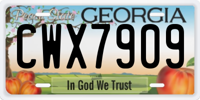 GA license plate CWX7909