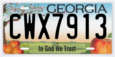GA license plate CWX7913
