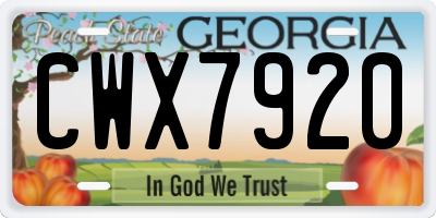 GA license plate CWX7920