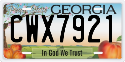 GA license plate CWX7921