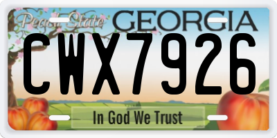 GA license plate CWX7926