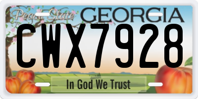 GA license plate CWX7928