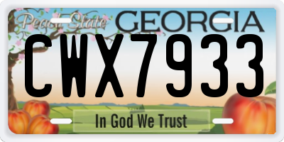GA license plate CWX7933