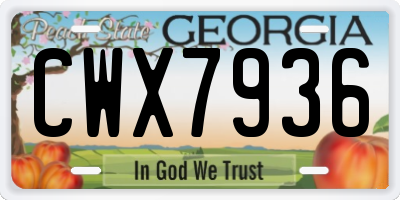 GA license plate CWX7936
